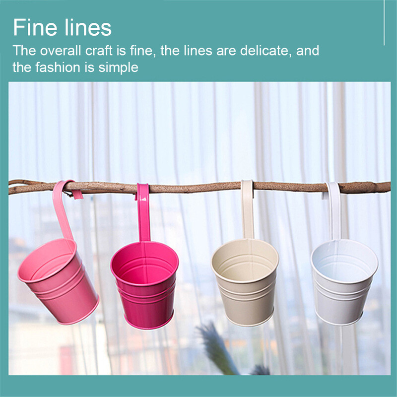 Sieniniai gėlių vazonai Išskirtinis rankų darbo vėdinimas Patvarus biuro metalinis vidaus ir lauko pakabinamas gėlių vazonas, rožinis