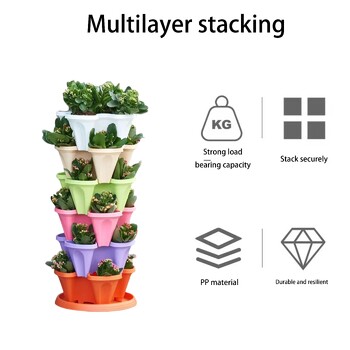 Strawberry Vertical Gardening Stackable Planter για εσωτερικούς και εξωτερικούς χώρους φράουλες, λουλούδια, βότανα, λαχανικά, 1-συσκευασία