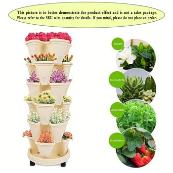 Strawberry Vertical Gardening Stackable Planter για εσωτερικούς και εξωτερικούς χώρους φράουλες, λουλούδια, βότανα, λαχανικά, 1-συσκευασία