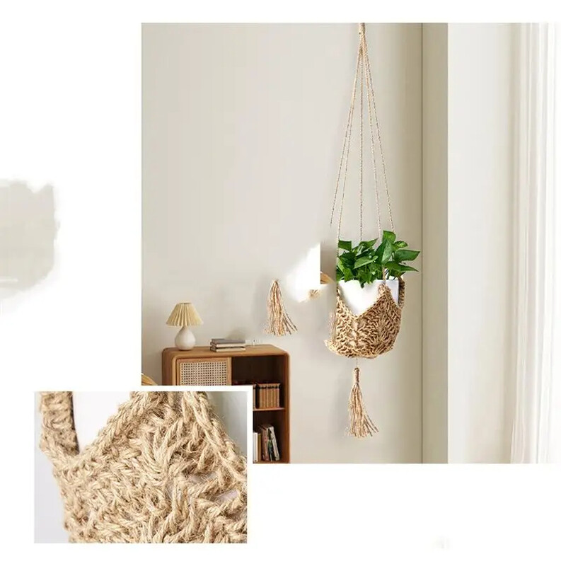 Rankomis austas makramė gėlių vazonas tinklelis medvilninis nusausintas virvelinis kepurė Kabantis vazoninis pakabinamas krepšelis Vazonų kabantis krepšelis