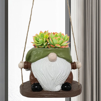 Υπέροχη Swing Planter Pot με σπάγγο Creative Resin Face Gnome Penguin Succulent Plant Κρεμαστή γλάστρα Εσωτερικού εξωτερικού χώρου