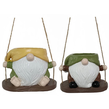 Υπέροχη Swing Planter Pot με σπάγγο Creative Resin Face Gnome Penguin Succulent Plant Κρεμαστή γλάστρα Εσωτερικού εξωτερικού χώρου