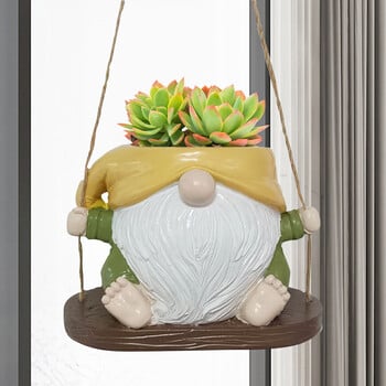 Υπέροχη Swing Planter Pot με σπάγγο Creative Resin Face Gnome Penguin Succulent Plant Κρεμαστή γλάστρα Εσωτερικού εξωτερικού χώρου