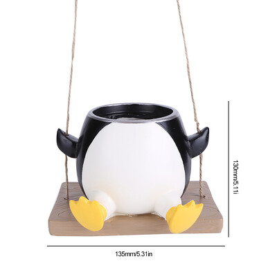 Υπέροχη Swing Planter Pot με σπάγγο Creative Resin Face Gnome Penguin Succulent Plant Κρεμαστή γλάστρα Εσωτερικού εξωτερικού χώρου