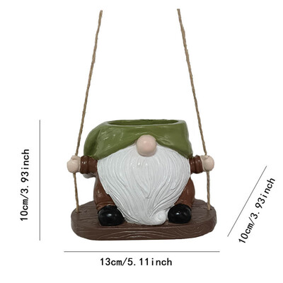 Υπέροχη Swing Planter Pot με σπάγγο Creative Resin Face Gnome Penguin Succulent Plant Κρεμαστή γλάστρα Εσωτερικού εξωτερικού χώρου