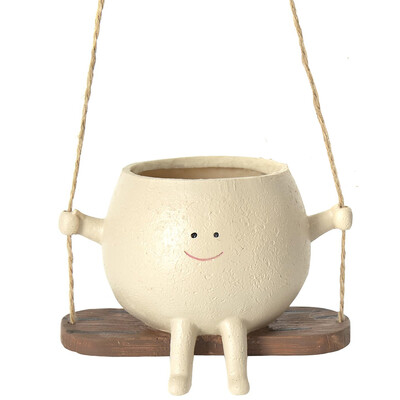 Υπέροχη Swing Planter Pot με σπάγγο Creative Resin Face Gnome Penguin Succulent Plant Κρεμαστή γλάστρα Εσωτερικού εξωτερικού χώρου