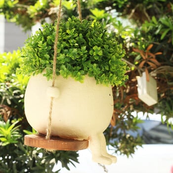 Swing Face Planter Pot Κρεμαστά Ρητίνη Flower Head Planter για φυτά εσωτερικού και εξωτερικού χώρου, χυμώδεις γλάστρες για κορδόνι από μαργαριτάρια Pla