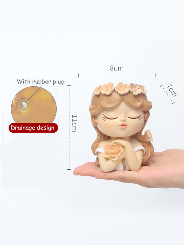 Miela mergaičių sėjamoji sukulentams augalams Derva Gėlių vazonas Pasakų sodas Ornamentas Dekoratyvinės figūrėlės Namų stalo dekoras