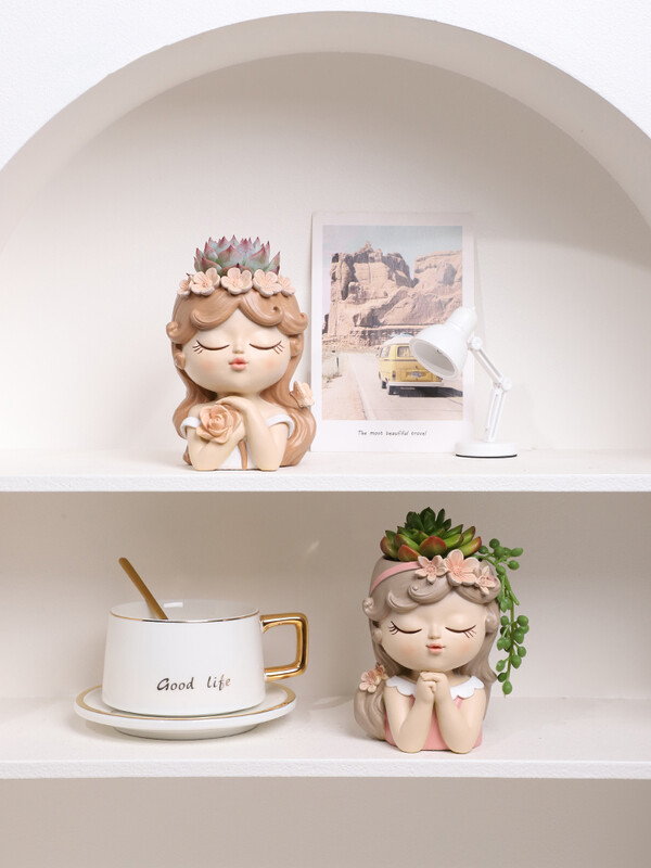 Miela mergaičių sėjamoji sukulentams augalams Derva Gėlių vazonas Pasakų sodas Ornamentas Dekoratyvinės figūrėlės Namų stalo dekoras