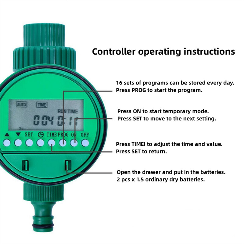 3/4" Αρσενικό νήμα οθόνη LCD με χρονοδιακόπτη νερού 4/7 mm 8/11 mm 2-Way Outlet Water Splitter Garden Αυτόματος ελεγκτής νερού άρδευσης