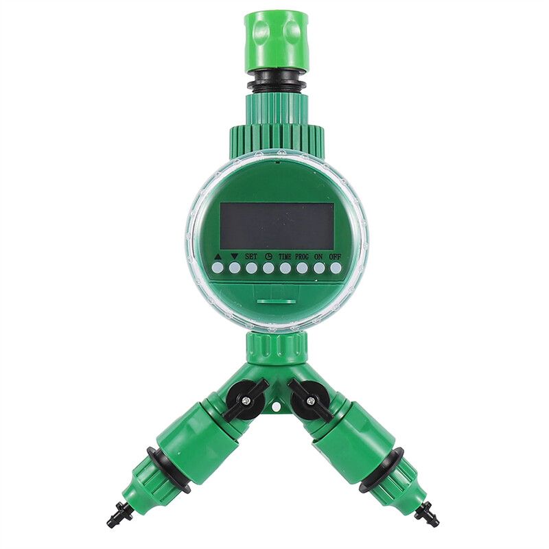 3/4" Αρσενικό νήμα οθόνη LCD με χρονοδιακόπτη νερού 4/7 mm 8/11 mm 2-Way Outlet Water Splitter Garden Αυτόματος ελεγκτής νερού άρδευσης