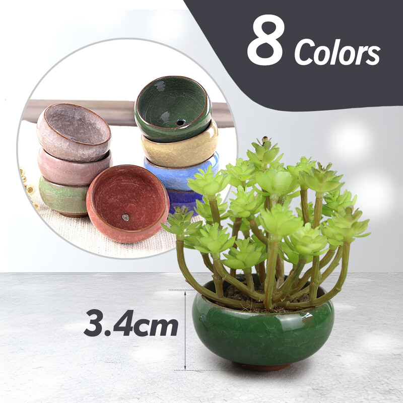 3x6cm остъклена мини керамична саксия за градина, двор, всекидневна, вътрешен балкон, саксия за засаждане на сукулентни цветя, декорация на работния плот