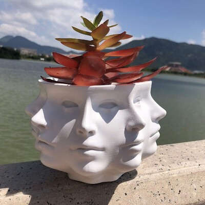 Nou creativ 3D cu față umană jardinieră cu mai multe fețe ghivece de interior de birou ghivece pentru grădină decor de plantare