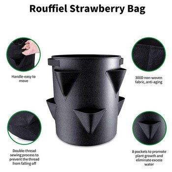 Multi-Mouth Grow Bag 7 γαλόνια Φράουλα Σακούλες Φύτευσης Ντομάτας Επαναχρησιμοποιήσιμες Κήποι Μπαλκόνια Λουλούδια φυτευτή βοτάνων