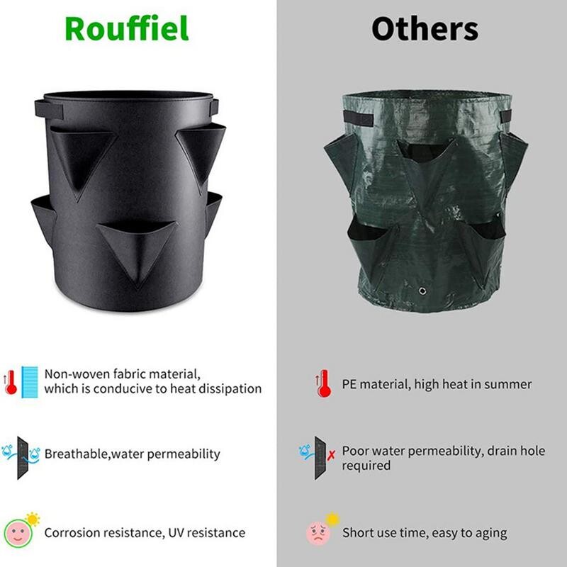 Многоустна чанта за отглеждане 7 галона Торби за засаждане на домати от ягоди Многократно използвани градини Балкони Сеялка за цветя и билки