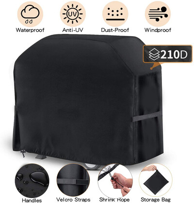 210D Κάλυμμα BBQ Αντισκόνη Μαύρο Αδιάβροχο Weber Heavy Duty Charbroil Grill Cover Προστατευτικό κάλυμμα μπάρμπεκιου βροχής στρογγυλό