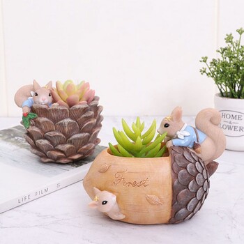 Cartoon Squirrel Succulent Flower Pot Creative Planter for Succulents Air Plants Ρητίνη Διακόσμηση γλάστρας Χαριτωμένη γλάστρα ζώων