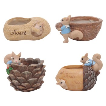 Cartoon Squirrel Succulent Flower Pot Creative Planter for Succulents Air Plants Ρητίνη Διακόσμηση γλάστρας Χαριτωμένη γλάστρα ζώων