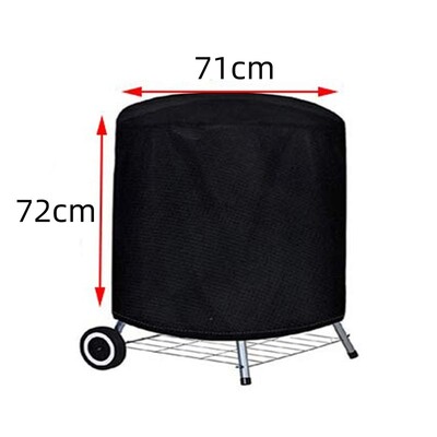 Μαύρο αδιάβροχο κάλυμμα μπάρμπεκιου εξωτερικού χώρου Προστατευτικό κάλυμμα ψησταριάς από σκόνη βαρέως τύπου Καπάκι στρογγυλής εστίας αερίου Ηλεκτρικό κάλυμμα μπάρμπεκιου