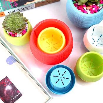 Mini Resin Stone Ball Flower Pot πολλαπλών χρωμάτων Αυτόματη αποθήκευση νερού για χυμώδη σαρκώδη φυτά σε γλάστρες Προμήθειες κήπου σπιτιού