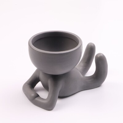 Abstract Black People Κεραμική γλάστρα Σύνθεση με λουλούδια Διακόσμηση επιφάνειας εργασίας Χαριτωμένος χαρακτήρας κινουμένων σχεδίων Μίνι γλάστρα διακόσμηση σπιτιού