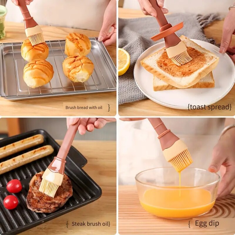 Grilēšanas birste sadalīta tipa augstas temperatūras izturīga silikona neilona eļļas otu pudele kūka cepšanas krēms ēdiena gatavošanai virtuves mājsaimniecības rīks