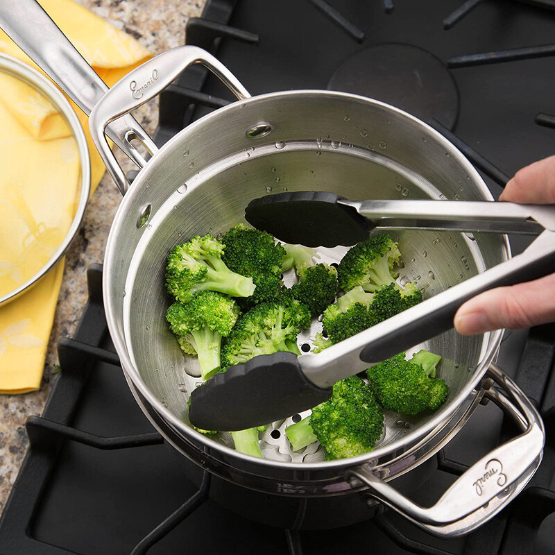 3 iepakojumi, 8/10/13 collu pārtikas saspraudes, daudzfunkcionālas silikona nerūsējošā tērauda pārtikas knaibles, pretpiedeguma bārbekjū skava, steika saspraude