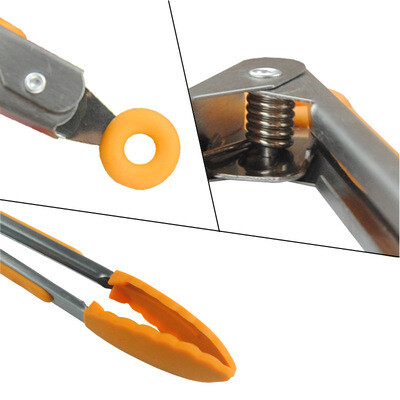 7/9/12 collu silikona pārtikas knaibles nerūsējošā tērauda knaibles Silikona neslīdoša gatavošanas skava BBQ salātu rīki Grila virtuves piederumi