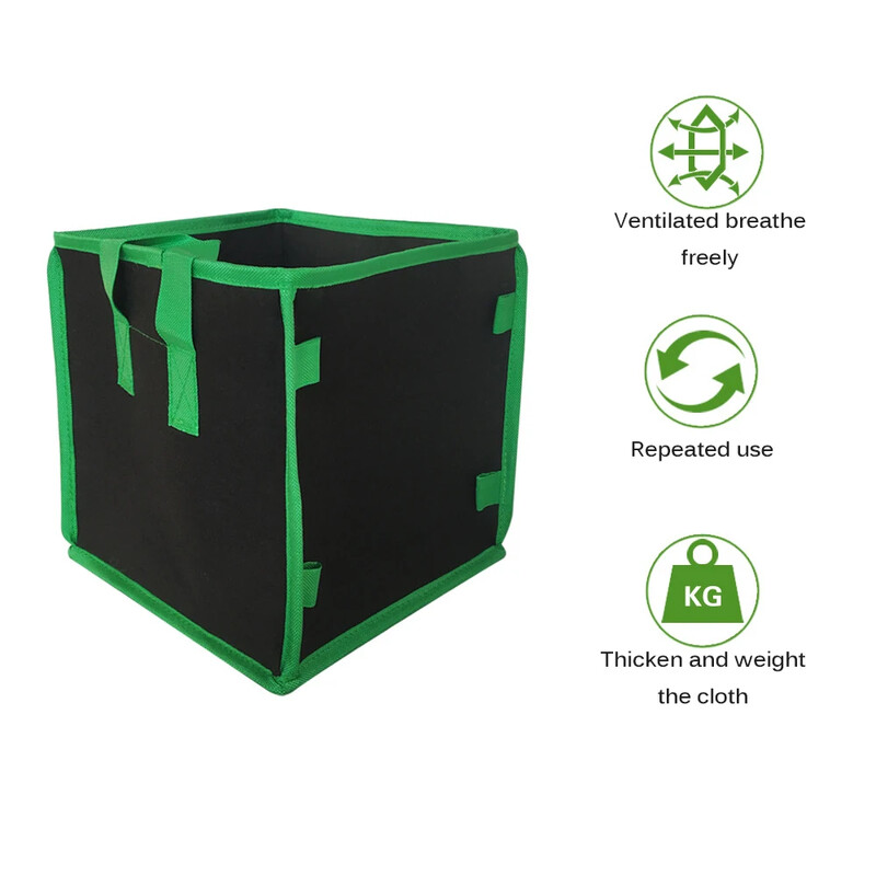 Square Potato Grow Bag Nursery Tomato Plant DIY Κάδος Φύτευσης πατάτας Felt Grow Flower Fabric Grow Pot Μη υφαντό τσαντάκι σπορόφυτου