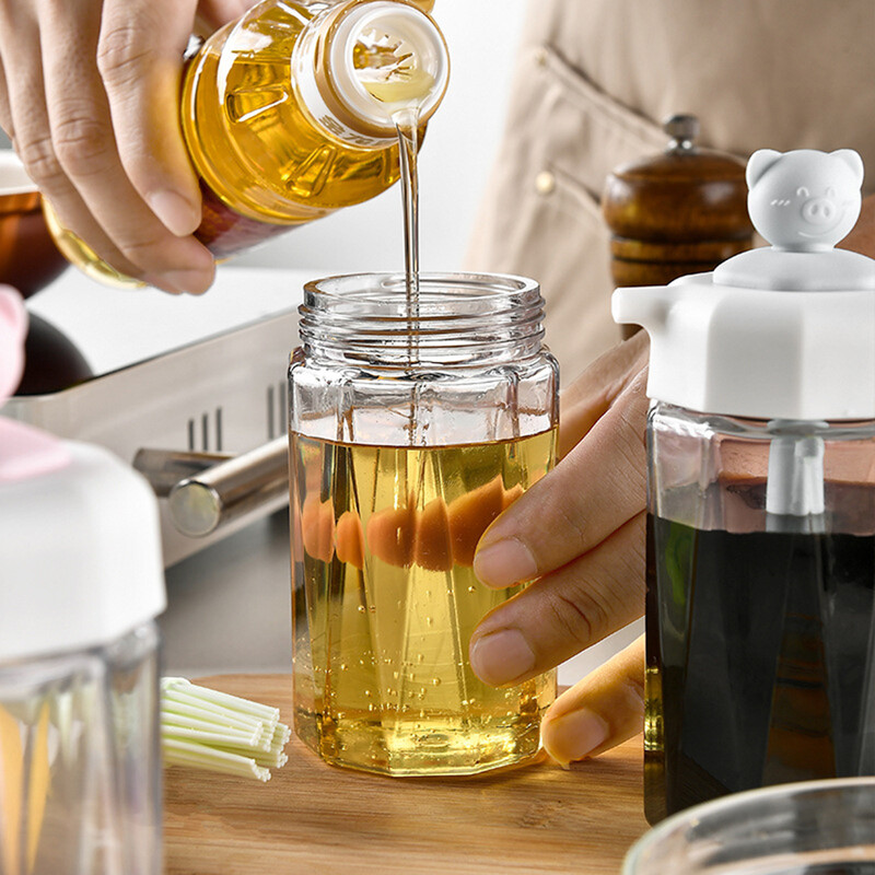 Cepamās eļļas pudele ar silikona otu garšvielu mērces pudele stikla uzglabāšanas pudeles garšvielu stikla eļļas tvertnei, virtuves instrumenti