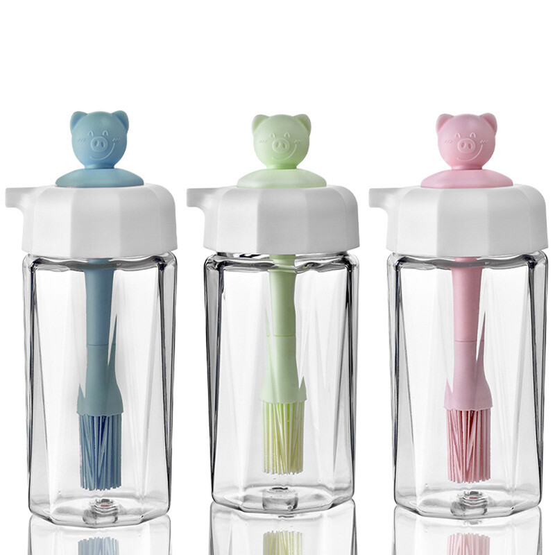 Cepamās eļļas pudele ar silikona otu garšvielu mērces pudele stikla uzglabāšanas pudeles garšvielu stikla eļļas tvertnei, virtuves instrumenti