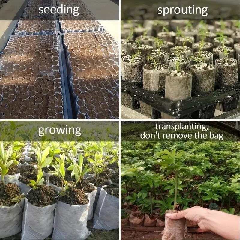 100 bucăți saci de plantare biodegradabili, pungi nețesuți pentru răsaduri, pungi pentru răsaduri de fructe