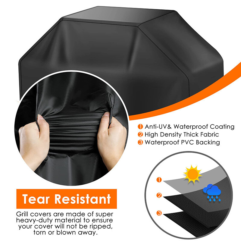 420D Oxford PU BBQ grila pārsegs āra Putekļu necaurlaidīgs Ūdensizturīgs Lieljaudas grila pārsegs Pret UV lietus necaurlaidīgs grila aizsargpārklājs