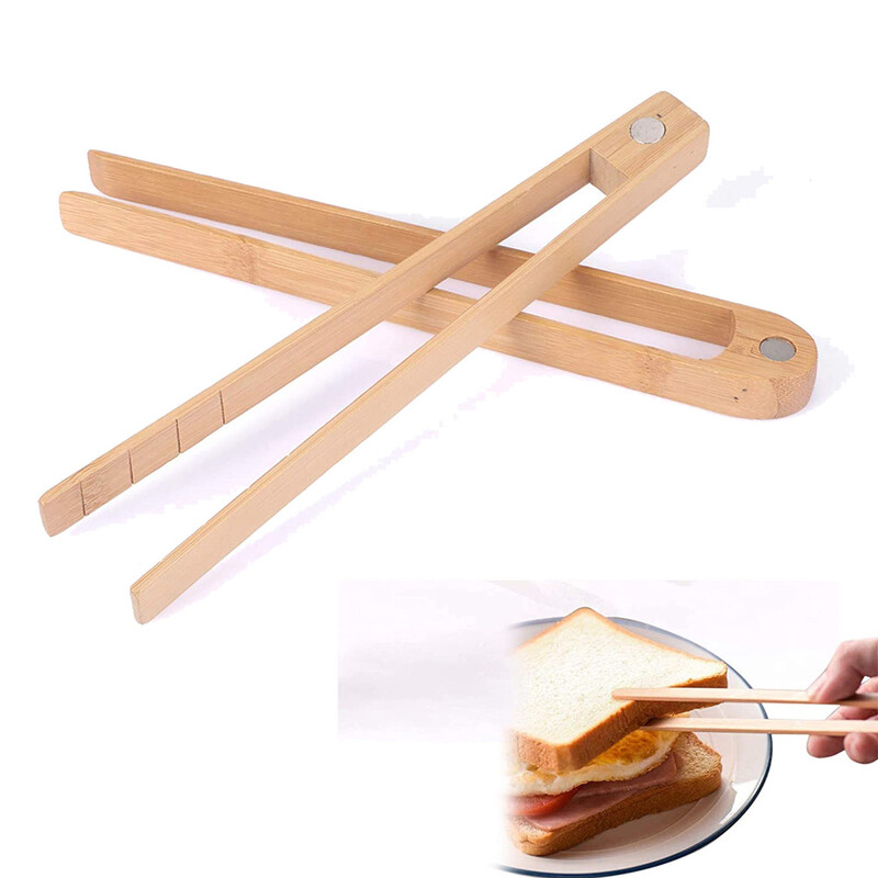 2 gabaliņi magnētiskas bambusa cepšanai koka maizes knaibles grauzdiņa knaibles virtuves piederumi, kas piemēroti visu veidu konditorejas izstrādājumiem un pārtikai