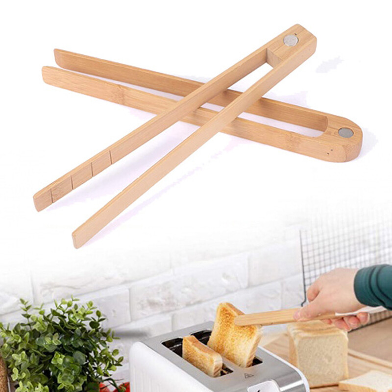 2 gabaliņi magnētiskas bambusa cepšanai koka maizes knaibles grauzdiņa knaibles virtuves piederumi, kas piemēroti visu veidu konditorejas izstrādājumiem un pārtikai