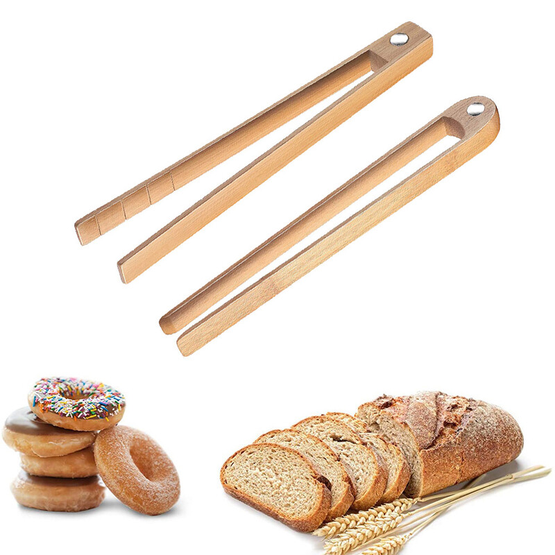 2 gabaliņi magnētiskas bambusa cepšanai koka maizes knaibles grauzdiņa knaibles virtuves piederumi, kas piemēroti visu veidu konditorejas izstrādājumiem un pārtikai