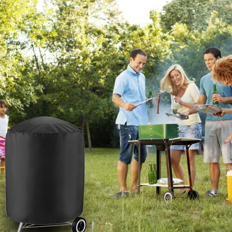 Grila pārsegs āra kokogļu tējkannas grila pārsegs Lieljaudas ūdensizturīgs apaļš BBQ kūpinātāja pārsegs Ūdensizturīgs vēja necaurlaidīgs putekļu necaurlaidīgs