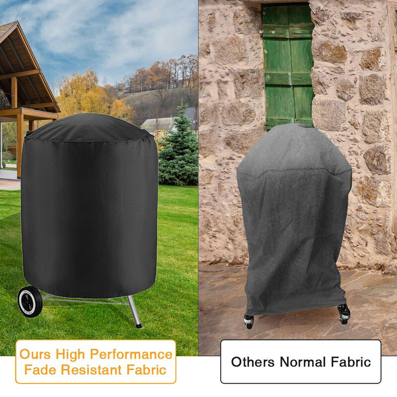 Grila pārsegs āra kokogļu tējkannas grila pārsegs Lieljaudas ūdensizturīgs apaļš BBQ kūpinātāja pārsegs Ūdensizturīgs vēja necaurlaidīgs putekļu necaurlaidīgs