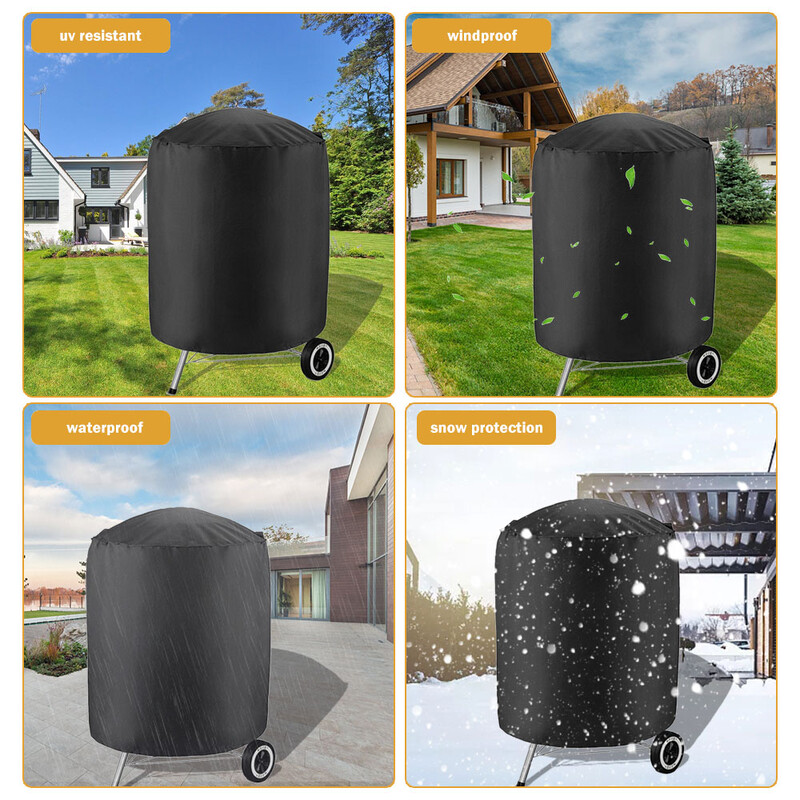 Grila pārsegs āra kokogļu tējkannas grila pārsegs Lieljaudas ūdensizturīgs apaļš BBQ kūpinātāja pārsegs Ūdensizturīgs vēja necaurlaidīgs putekļu necaurlaidīgs