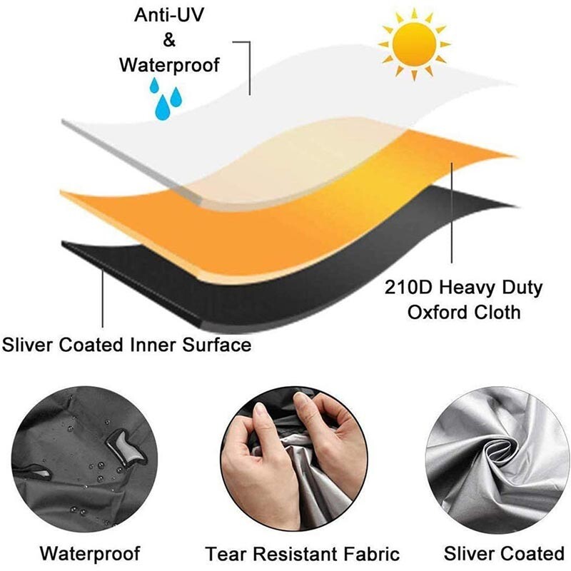 210D Āra grila pārsegs Ūdensizturīgs Grila pārsegs Dārza Mēbeļu Aizsargpārsegs Gāzes kokogles Lieljaudas oglekļa grila pārsegs
