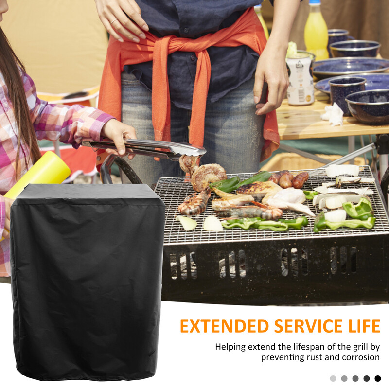 Grila pārsegs 210D Oksfordas auduma ūdensnecaurlaidīgs bārbekjū pārsegs ar auklu Putekļu necaurlaidīgs vēja necaurlaidīgs grila pārsegs Lieljaudas pārnēsājams