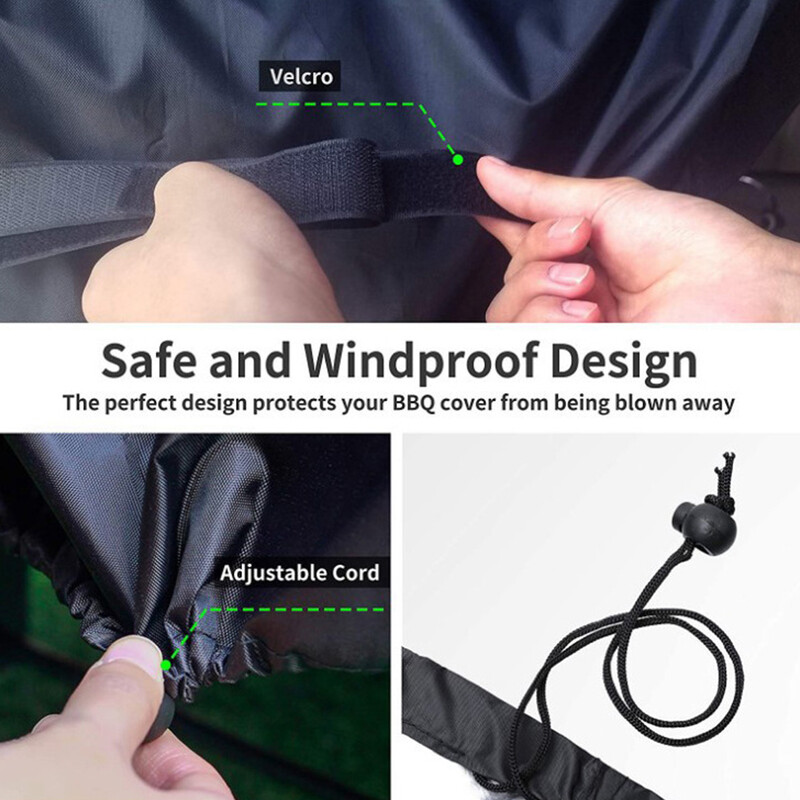 Barbekjū grila pārsegs 210D Oxford auduma izturīgs grila pārsegs ar zizli, ūdensnecaurlaidīgs un putekļu necaurlaidīgs āra dārzs
