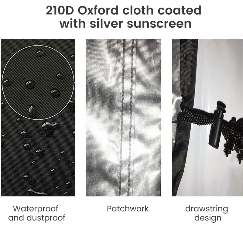 Barbekjū grila pārsegs 210D Oxford auduma izturīgs grila pārsegs ar zizli, ūdensnecaurlaidīgs un putekļu necaurlaidīgs āra dārzs