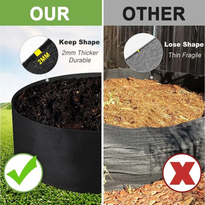 10/30/40/50/100 gallonist vildist aia istutuskott Aiatööriistad 10/30/40/50/100 gallonit käepidemetega kasvukott Taimede toitumiskott