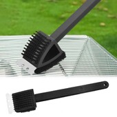 Trīs vienā Barbekjū stiepļu birste Barbekjū grila cepeškrāsns tīrīšanas birste Vara sūkļa lāpstiņa ar garu kātu tīrīšanas birste