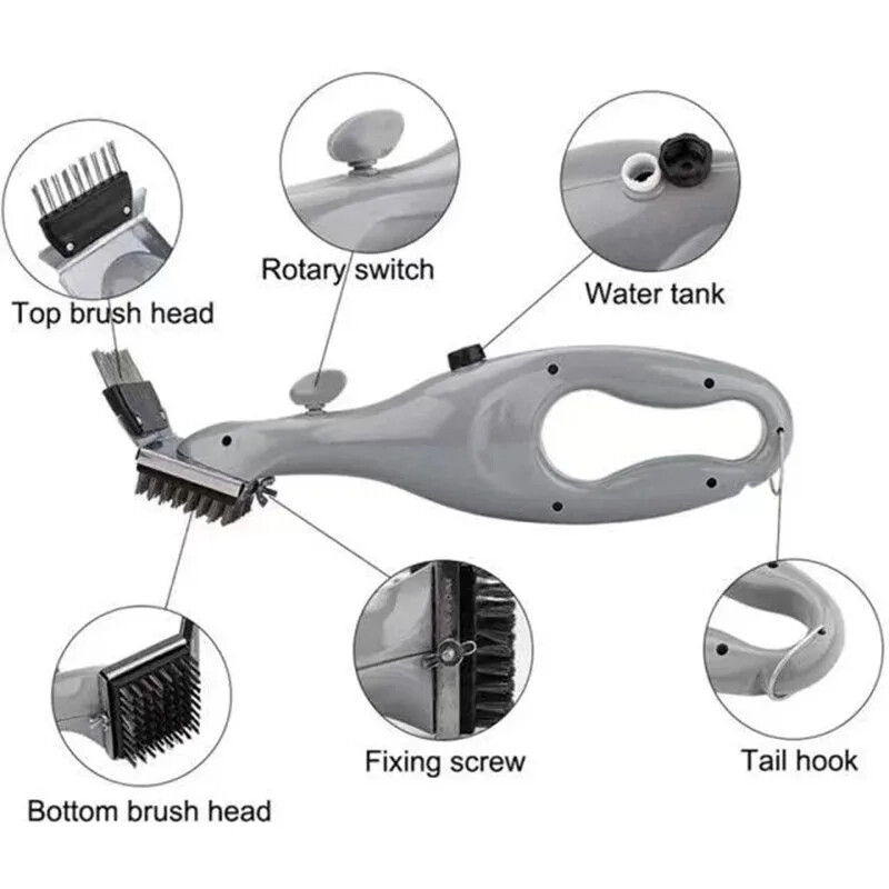 Bārbekjū grila ūdens aerosola tīrīšanas birste BBQ grila tīrīšanas birstes piederumi Ēdienu gatavošanas virtuves rīks Āra stiepļu BBQ grila birste