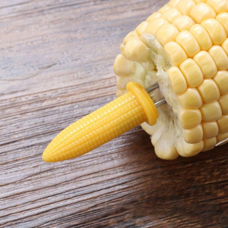 Kukurūzas dakša, nerūsējošā tērauda iesmi, augļu dakšas Vieglas bārbekjū dakšiņas BBQ kukurūzas iesmu turētāji āra bārbekjū rīks