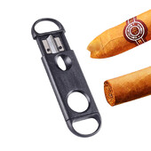 DEJAYA tăietor de trabucuri Carcasă din ABS din oțel inoxidabil în formă de V Lamă ascuțită Cuțit de țigară Deschidetor de găuri Accesorii de fum Cigarrera cu dublă utilizare