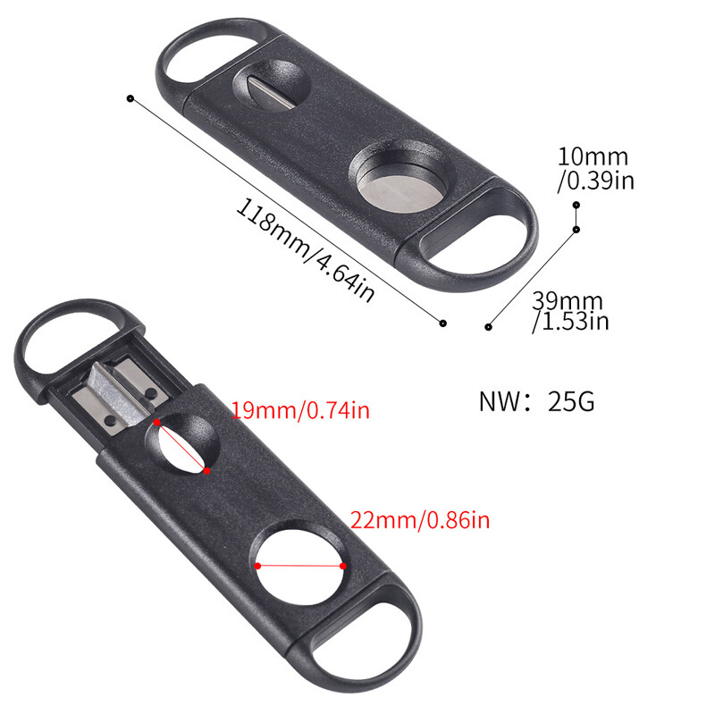 DEJAYA cigāru griezējs ABS korpuss nerūsējošais tērauds V formas asu asmeni cigāru nazis caurumu nazis dūmu cigarrera piederumi divējāda lietojuma