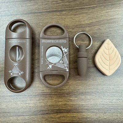 Brūns 4 cigāru komplekts cigāru griezēja kabatas pelnu trauks V-Cut Sharp Puro šķēres Giljotīnas perforators nazis sīkrīks Kubas cigāru piederumi